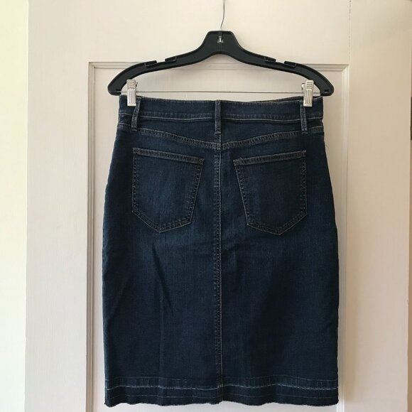 Ann Taylor | Petite Raw Hem Denim Pencil Skirt - Picture 6 of 11